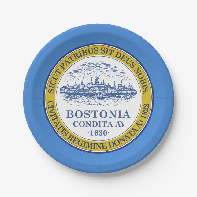 Flag of Boston, Massachusetts Paper Plate (Front)