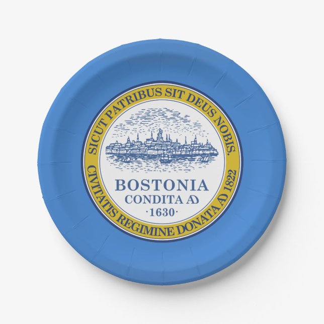 Flag of Boston, Massachusetts Paper Plate (Front)