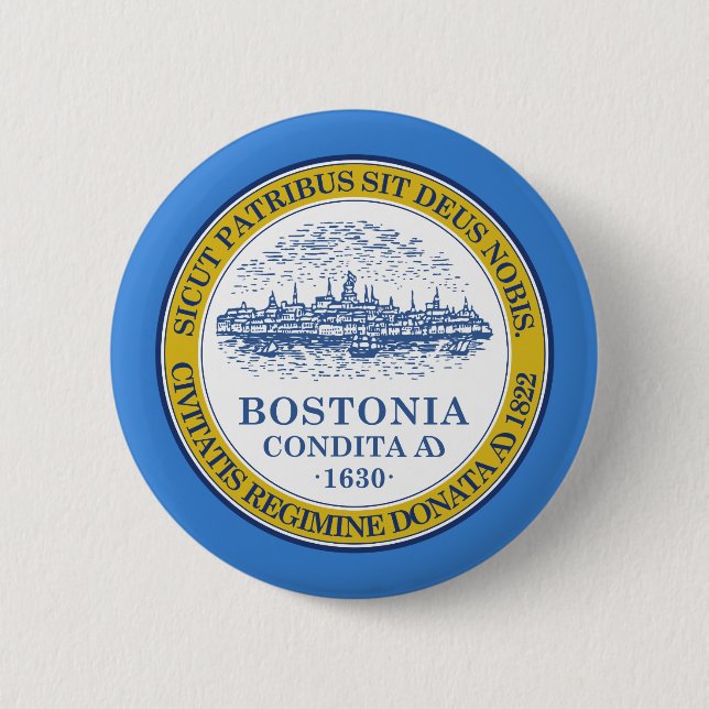 Flag of Boston, Massachusetts Pinback Button (Front)
