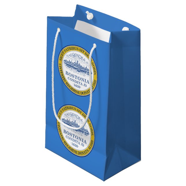 Flag of Boston, Massachusetts Small Gift Bag (Front Angled)