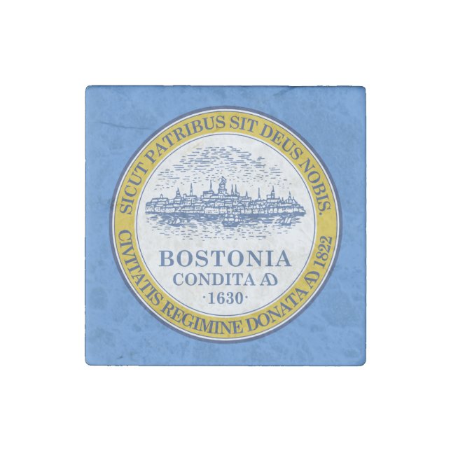 Flag of Boston, Massachusetts Stone Magnet (Front)