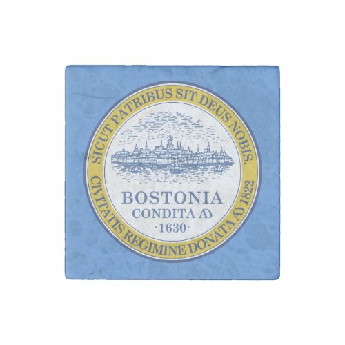 Flag of Boston Massachusetts Stone Magnet