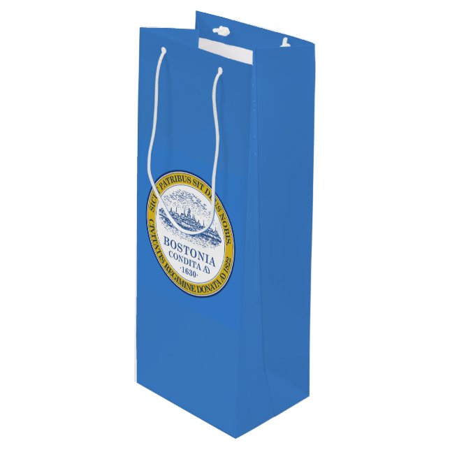 Flag of Boston, Massachusetts Wine Gift Bag (Front Angled)
