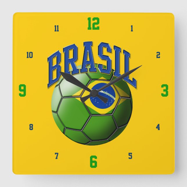 Flag of Brasil Soccer Ball Clock (Front)