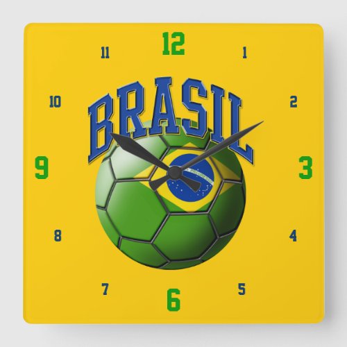 Flag of Brasil Soccer Ball Clock