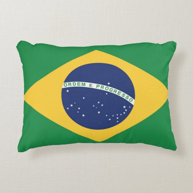 Flag of Brazil Accent Pillow (Front)