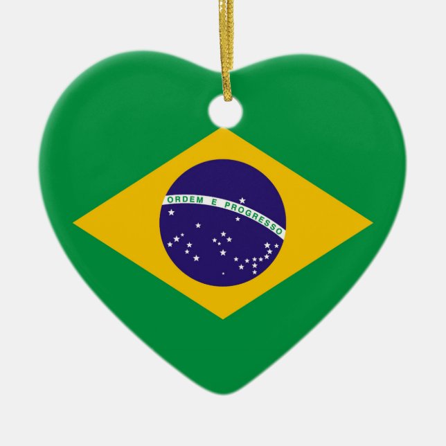 Flag of Brazil Bandeira do Brasil Ceramic Ornament (Front)