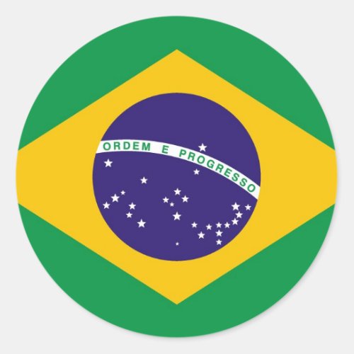 Flag of Brazil Bandeira do Brasil Classic Round Sticker