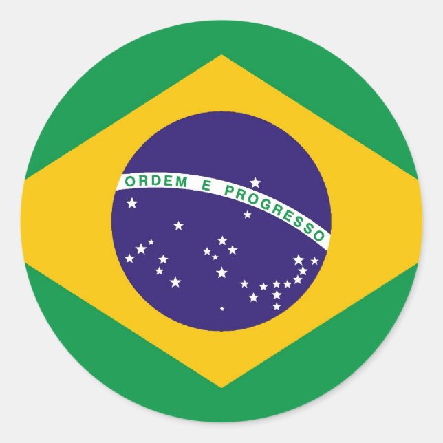 Flag of Brazil Bandeira do Brasil Classic Round Sticker (Front)
