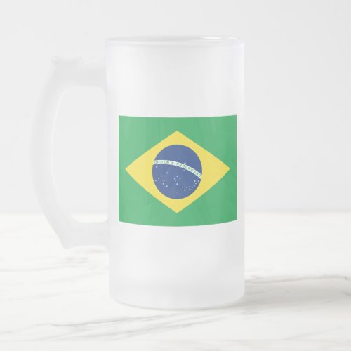 Flag of Brazil _ Bandeira do Brasil Frosted Glass Beer Mug