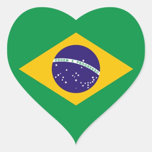 Flag of Brazil Bandeira do Brasil Heart Sticker