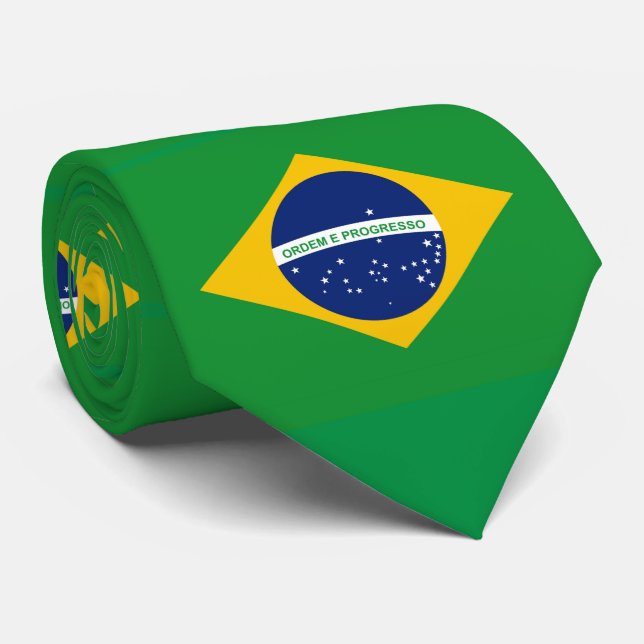 Flag of Brazil Bandeira do Brasil Neck Tie (Rolled)