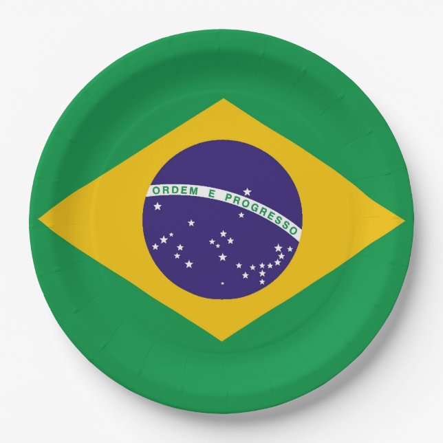 Flag of Brazil Bandeira do Brasil Paper Plates (Front)