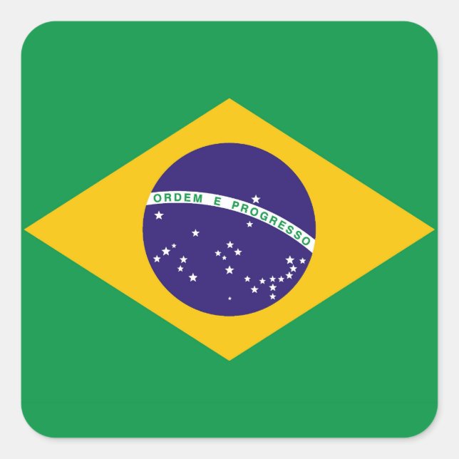 Flag of Brazil Bandeira do Brasil Square Sticker (Front)