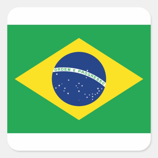 Flag of Brazil - Bandeira do Brasil Square Sticker (Front)