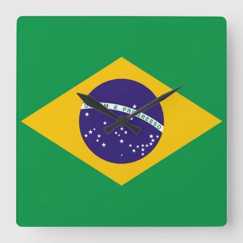 Flag of Brazil Bandeira do Brasil Square Wall Clock