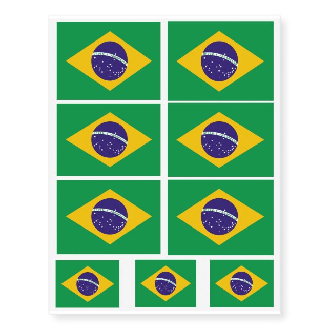 Flag of Brazil Bandeira do Brasil Temporary Tattoos (Front)