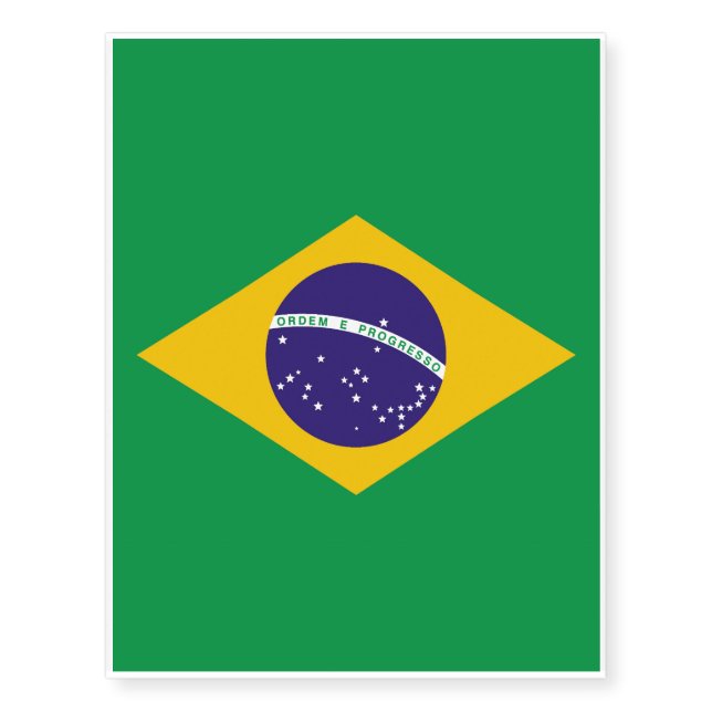 Flag of Brazil Bandeira do Brasil Temporary Tattoos (Front)