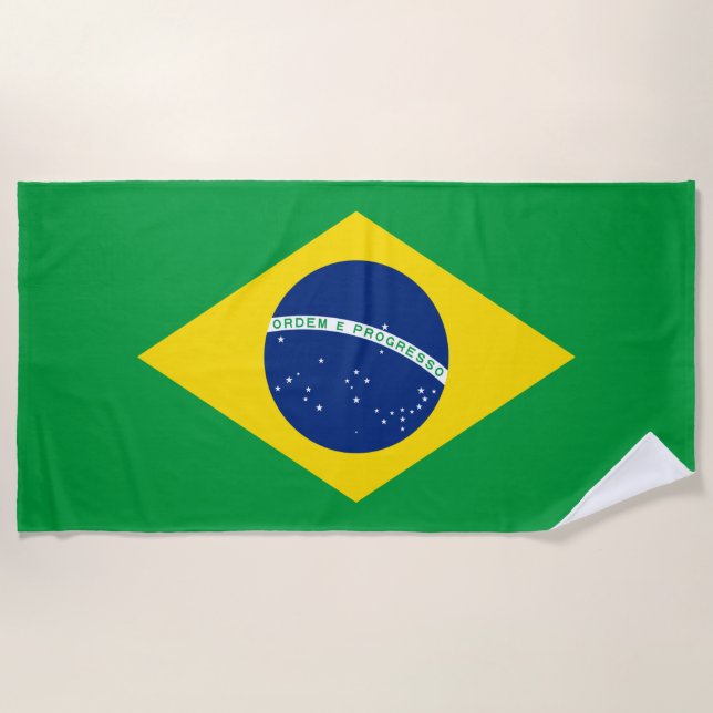 Flag of Brazil Beach Towel (Front)