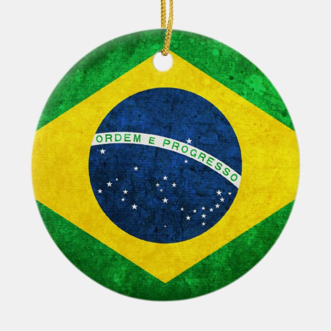 Flag of Brazil Ceramic Ornament (Front)