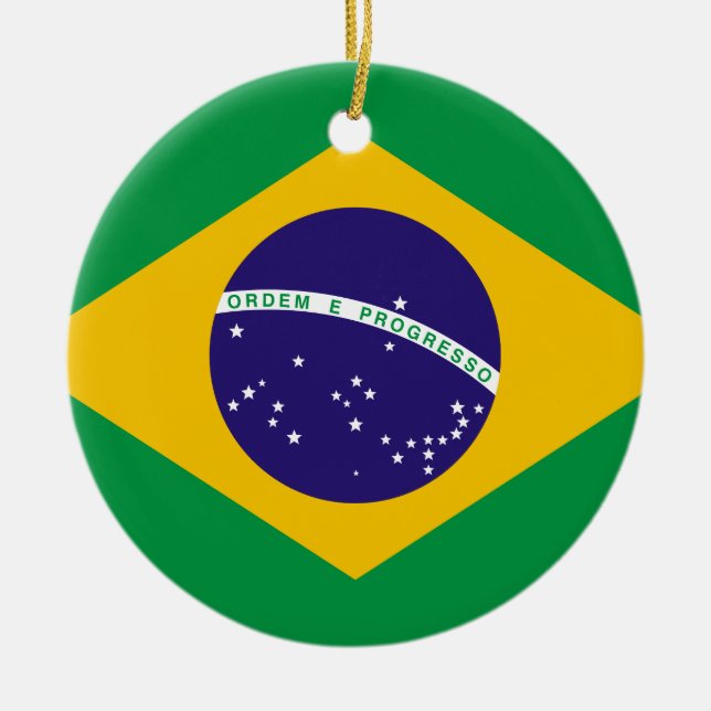 Flag of Brazil Ceramic Ornament (Front)