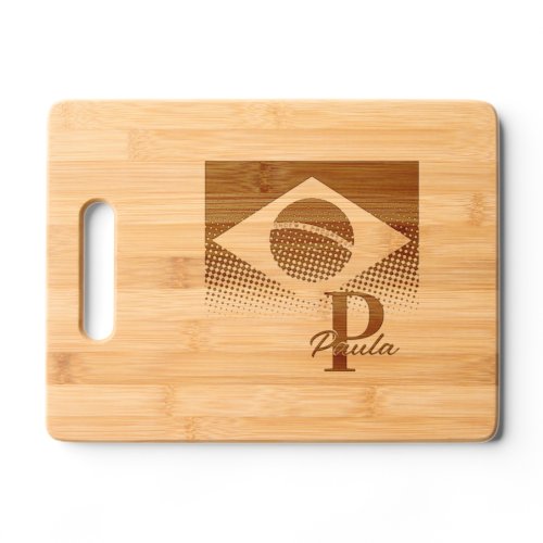 Flag Of Brazil Custom Initial and Name Cutting Board