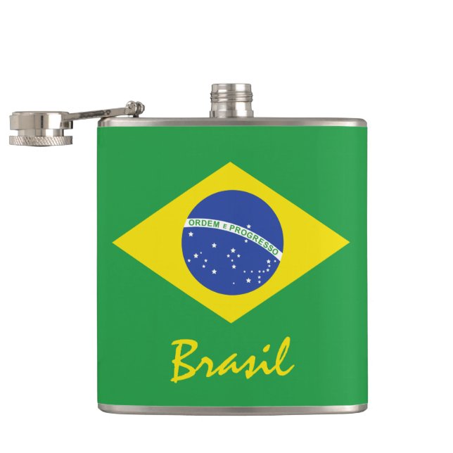 Flag of Brazil Flask (Opened)