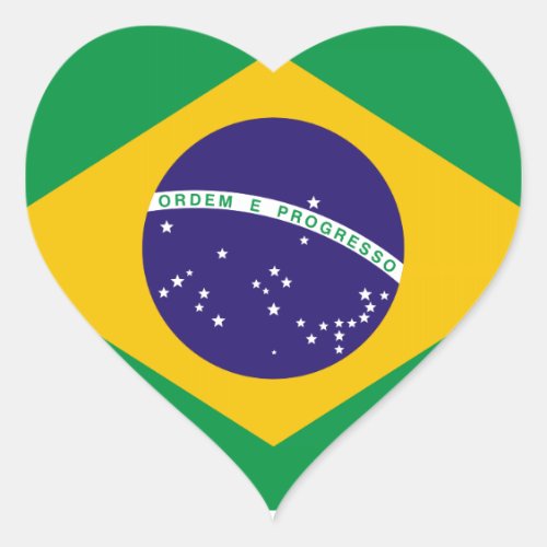 Flag of Brazil Heart Sticker