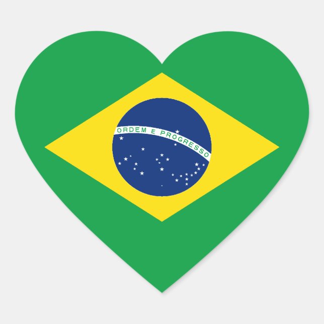 Flag of Brazil Heart Sticker (Front)