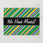 [ Thumbnail: Flag of Brazil Inspired Colored Stripes Pattern Postcard ]