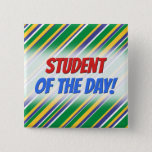 [ Thumbnail: Flag of Brazil Inspired Colored Stripes Pattern Button ]