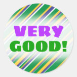 [ Thumbnail: Flag of Brazil Inspired Colored Stripes Pattern Round Sticker ]
