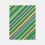 [ Thumbnail: Flag of Brazil Inspired Colored Stripes Pattern Fleece Blanket ]
