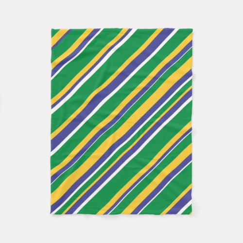 Flag of Brazil Inspired Colored Stripes Pattern Fleece Blanket