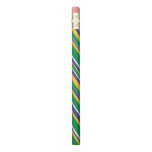 [ Thumbnail: Flag of Brazil Inspired Colored Stripes Pattern Pencil ]
