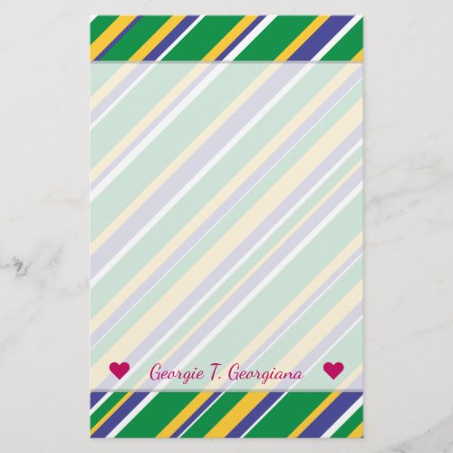 Flag of Brazil Inspired Colored Stripes Pattern Stationery