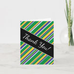 [ Thumbnail: Flag of Brazil Inspired Colored Stripes Pattern Card ]