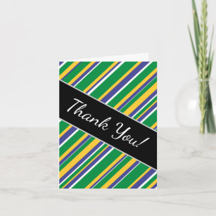 Flag of Brazil Inspired Colored Stripes Pattern Thank You Card