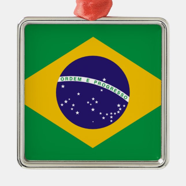Flag of Brazil Metal Ornament (Front)