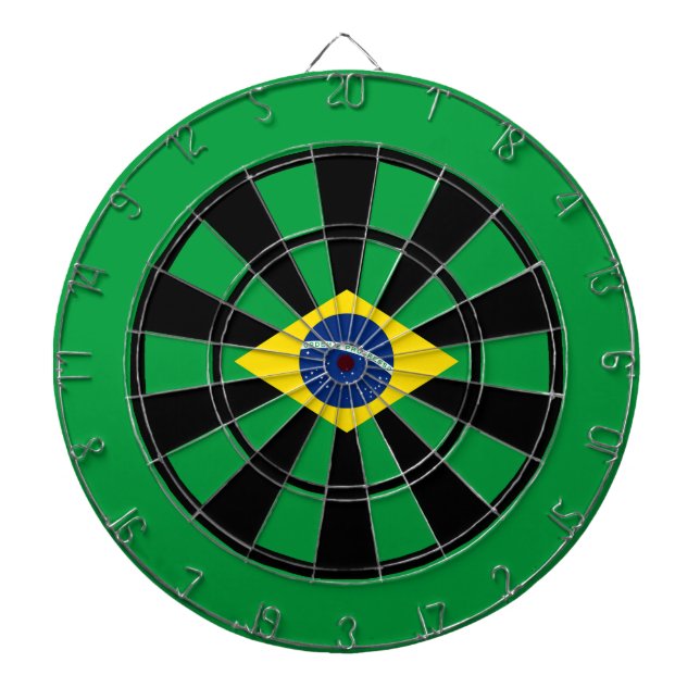 Flag of Brazil Multi Ring Art Dartboard With Darts (Front)