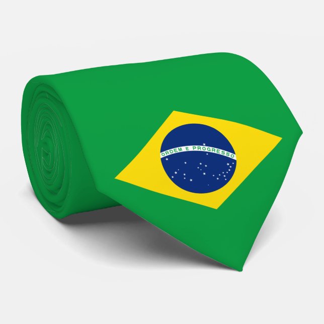 Flag of Brazil Neck Tie (Rolled)