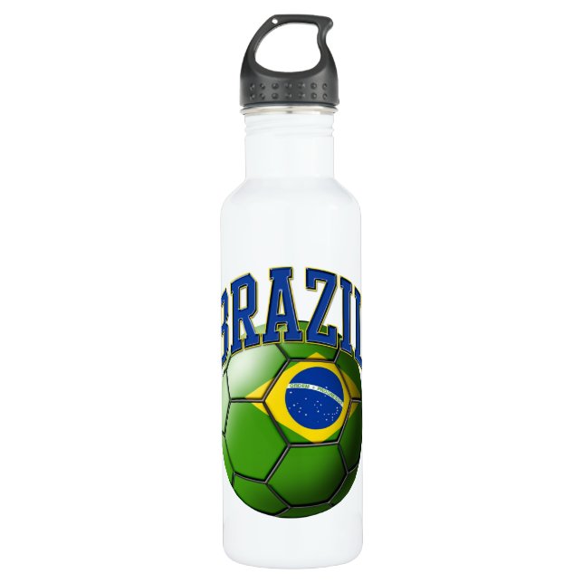 Flag of Brazil Soccer Ball Liberty Bo Water Bottle (Front)