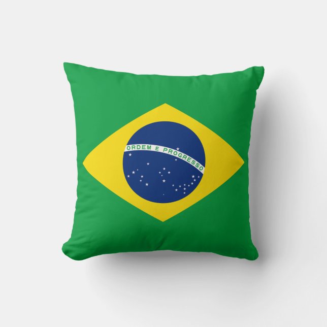Flag of Brazil Throw Pillow (Front)