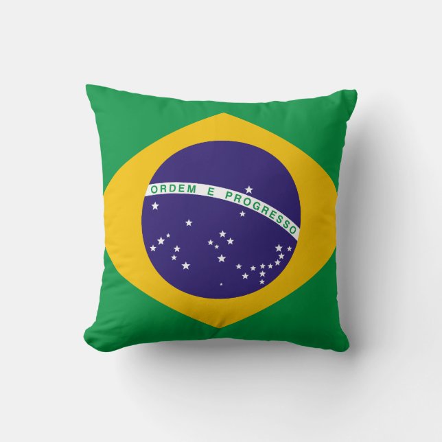 Flag of Brazil Throw Pillow (Front)