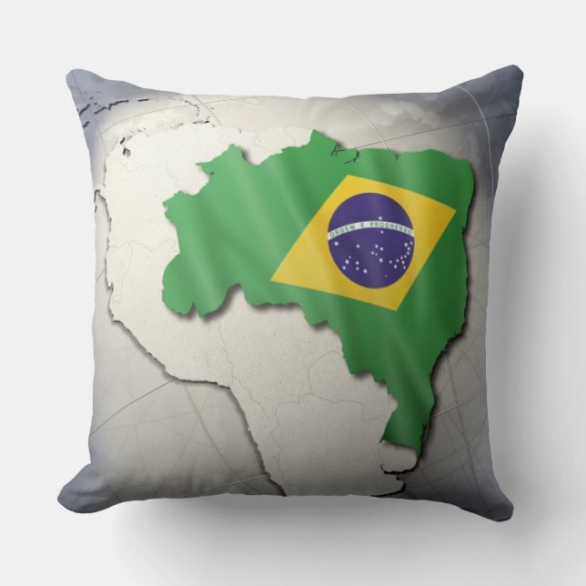 Flag of Brazil Throw Pillow (Front)