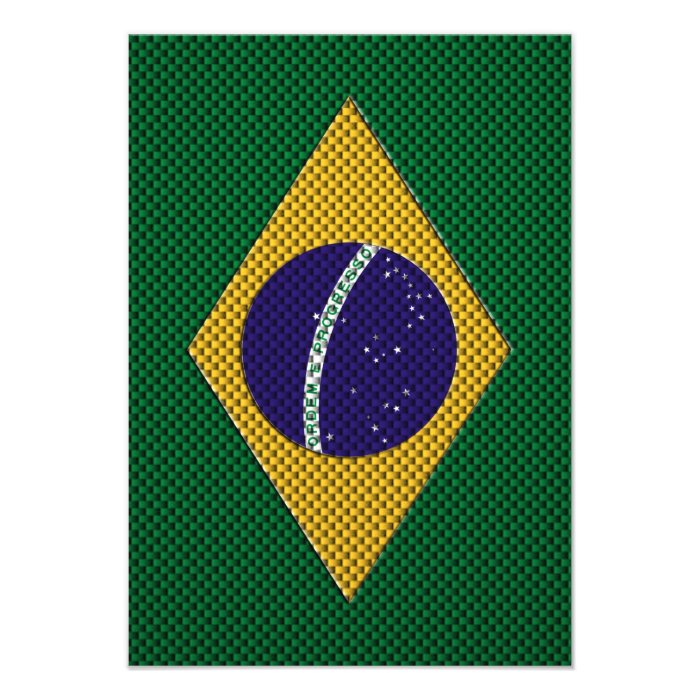 Flag of Brazil with Carbon Fiber Effect Personalized Invites