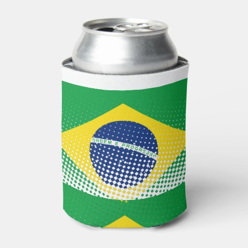 Flag Of Brazil With Halftone Effect Can Cooler