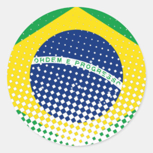 Flag Of Brazil With Halftone Effect Classic Round Sticker