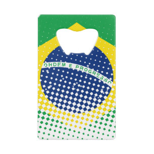 Flag Of Brazil With Halftone Effect Credit Card Bottle Opener