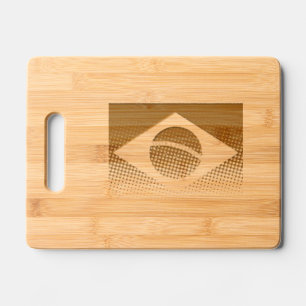 Flag Of Brazil With Halftone Effect Engraved Cutting Board